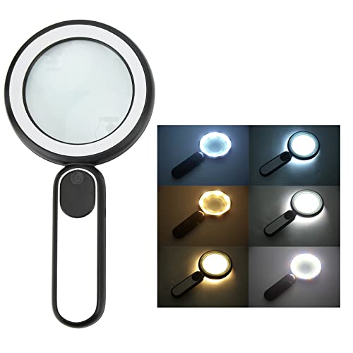 Lupe, Lupe, LED, 10-fache Vergrößerung, Lupenlinse, 21 LED-Licht, Verstellbar, Zum Lesen, Beobachten, Lupen von YWBL-WH