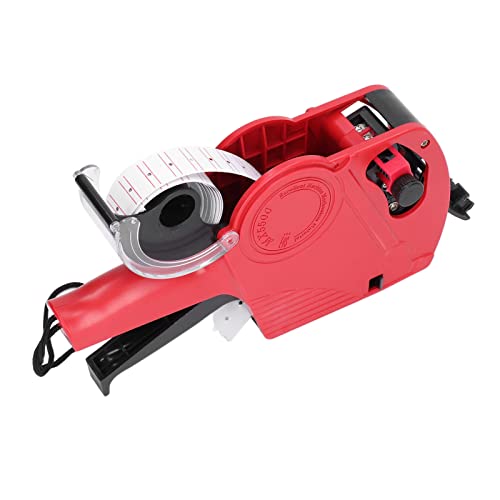 YWBL-WH Manuelle Etikettiermaschine, Preisauszeichnungsmaschine 8-stellige Manuelle Etikettiermaschine Preisschild mit Kartusche Tragbare Preisauszeichnung, Preisauszeichnungsetiketten (Rot) von YWBL-WH