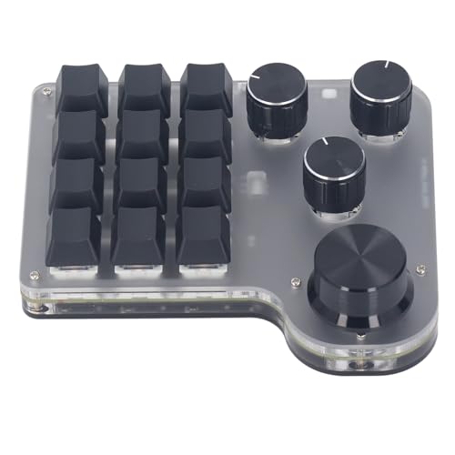 Mechanische Mini-Gaming-Tastatur – Kompakte USB-Mini-Tastatur mit Programmierbaren Makros, USB C BT 2,4 G, 3 Modi, 12 Tasten, 4 Knöpfe, Blauer Schalter, RGB-LED von YWBL-WH