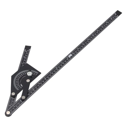 Schräg-Protraktor, Universelles Aluminiumwinkel-Finder Lurer-Holzbearbeitungswerkzeug für Innen-, Außen- und Kegelwinkel, 0-180 Grad mit Verriegelungsmuttern, Feiner Schwarzer von YWBL-WH