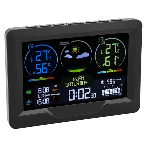 Wetterstation, Innen- und Außenthermometer, Digitales Thermometer, Luftfeuchtigkeitsmonitor mit Atomuhr für Zuhause Wetterstation, Innen- und Außenthermometer, Digitales Thermometer, Luftfeuchtigkeitsmonitor mit Atomuhr für Zuhause von YWBL-WH