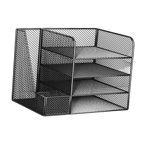 YWJLQH Desktop Organizer Aufbewahrungssystem für Dokumente und Briefe im Schlafsaal, Schwarz von YWJLQH