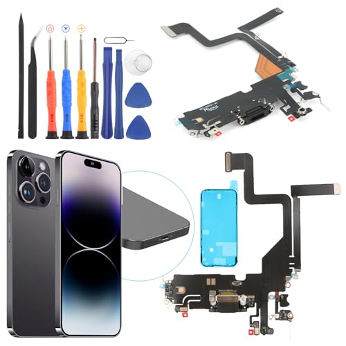 Dock-Anschluss für iPhone 14 Pro, Ladeanschluss, Flexkabel, Ersatz für 14 Pro Ladegerät, Dock Board-Anschluss mit Werkzeug, Schwarz Dock-Anschluss für iPhone 14 Pro, Ladeanschluss, Flexkabel, Ersatz für 14 Pro Ladegerät, Dock Board-Anschluss mit Werkzeug, Schwarz von YWLRONG