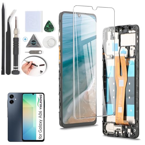YWLRONG Ersatzdisplay für Samsung Galaxy A06 4G A065F A065M Display Touchscreen Digitizer Montage Ersatz mit Werkzeug (mit Rahmen) von YWLRONG