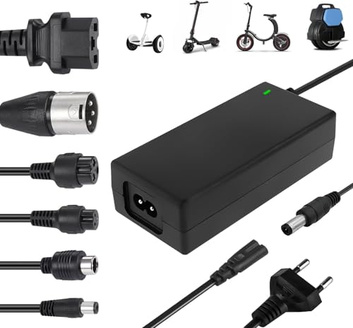 Ladegerät für Elektroroller, 42 V/36 V, 2 A, Ladegerät mit 6 Universal-Steckern für Elektroroller, Elektrofahrrad, Hoverboard, Elektroroller Ladegerät für Elektroroller, 42 V/36 V, 2 A, Ladegerät mit 6 Universal-Steckern für Elektroroller, Elektrofahrrad, Hoverboard, Elektroroller von YWLVVC