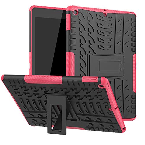 YWXTW Schutzhülle für iPad 10.2 2019, iPad 7. Generation, 3 in 1 Heavy Duty Shockproof TPU Full Body Schutzhülle mit Kickstand Rugged Armor Tough Bumper Shell für Kinder für Apple iPad 10.2 Zoll 2019 - Rose von YWXTW