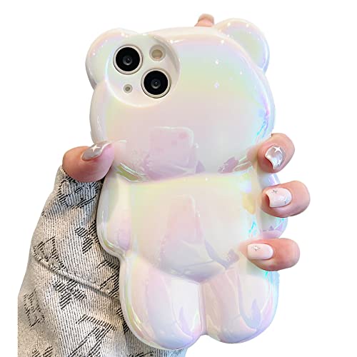 YWYUHE Bär Handyhülle Kompatibel mit iPhone 14 Pro Max Hülle, Niedliche 3D Holografische Reinweiße Bär Hülle, Stoßfest Kpop Cartoon Bär Handyhülle für Frauen Mädchen YWYUHE Bär Handyhülle Kompatibel mit iPhone 14 Pro Max Hülle, Niedliche 3D Holografische Reinweiße Bär Hülle, Stoßfest Kpop Cartoon Bär Handyhülle für Frauen Mädchen von YWYUHE