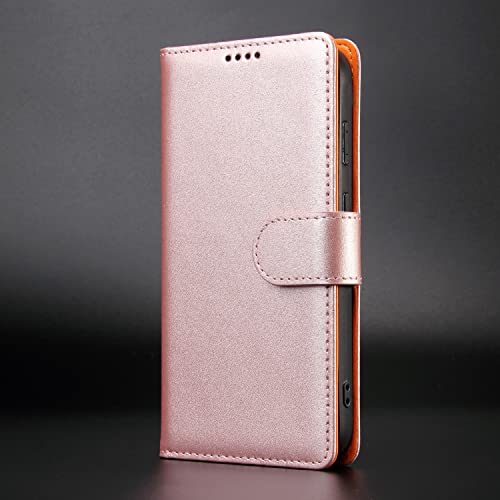 YXKJ - Hülle Kompatibel mit Samsung Galaxy A54 5G, Premium Business Leder Schutzhülle (Magnetismus, Flip Case, Mit Kartenfach) - Roségold von YXKJ
