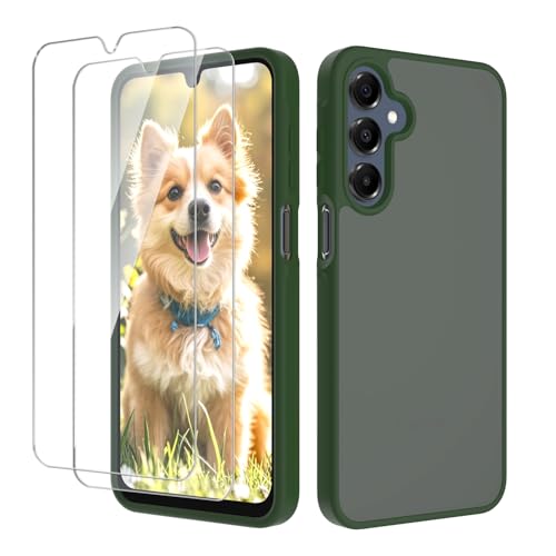 YXKJ - Hülle für Samsung Galaxy A36 5G/A56 5G, mit 2 Stück Panzerfolie, [Seidige Berührung] PC Rückseite TPU Hülle für Samsung A36 5G/A56 5G - Tiefgrün von YXKJ
