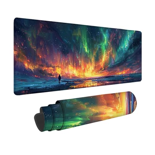 Aurora Gaming Mauspad XXL 1500 x 800 mm, 3MM Genähten Kanten Mousepad Blau Schreibtischunterlage mit rutschfeste Gummibasis, Gaming Zubehör WassXerdicht Mouse Pad für PC, Laptop, Geschenke -xy2503BM von YXYBBBDOU