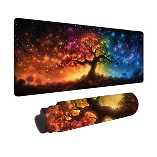 Baum Gaming Mauspad XXL 1500 x 800mm, 3MM Genähten Kanten Mousepad Blau Schreibtischunterlage mit rutschfeste Gummibasis, Gaming Zubehör WassXerdicht Mouse Pad für PC, Laptop, Geschenke -xy250347 von YXYBBBDOU