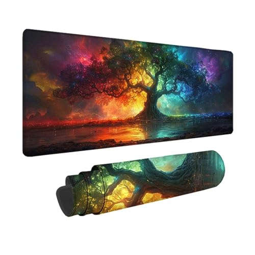 Baum Gaming Mauspad XXL 1500 x 800mm, 3MM Genähten Kanten Mousepad Sternenhimmel Schreibtischunterlage mit rutschfeste Gummibasis, Gaming Zubehör WassXerdicht Mouse Pad für PC, Laptop -xy2503H2 von YXYBBBDOU