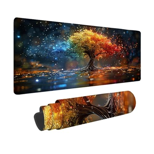 Baum Gaming Mauspad XXL 1500x800mm, 3MM Genähten Kanten Mousepad Landschaft Schreibtischunterlage mit rutschfeste Gummibasis, Gaming Zubehör WassXerdicht Mouse Pad für PC, Laptop, Geschenke -xy25039W von YXYBBBDOU