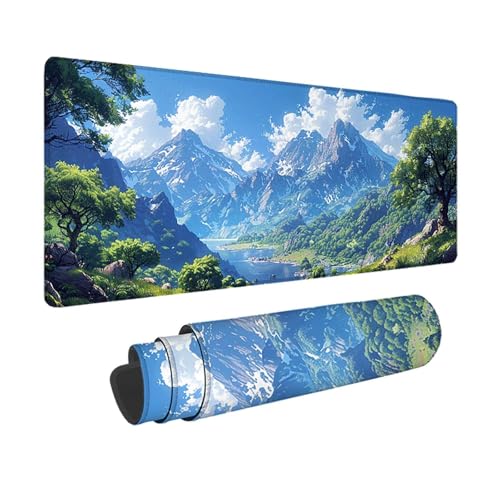 Berg Gaming Mauspad XXL 1500x800x3mm, 3MM Genähten Kanten Mousepad Blau Schreibtischunterlage mit rutschfeste Gummibasis, Gaming Zubehör WassXerdicht Mouse Pad für PC, Laptop, Geschenke -xy250344 von YXYBBBDOU
