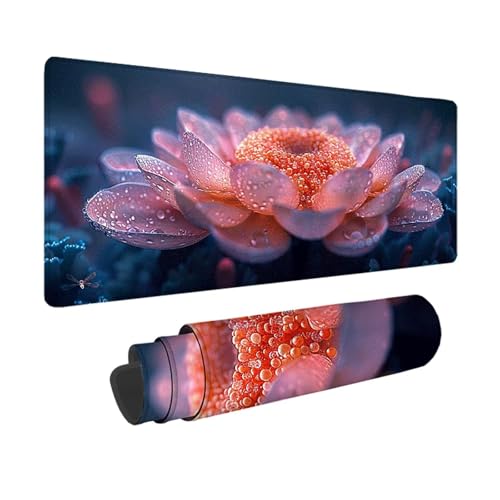 Blume Gaming Mauspad XXL 1500 x 800mm, 3MM Genähten Kanten Mousepad Rosa Schreibtischunterlage mit rutschfeste Gummibasis, Gaming Zubehör WassXerdicht Mouse Pad für PC, Laptop, Geschenke -xy250385 von YXYBBBDOU