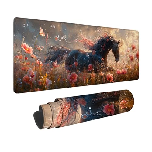 Einhorn Gaming Mauspad XXL 1500x800x3mm, 3MM Genähten Kanten Mousepad Rosa Schreibtischunterlage mit rutschfeste Gummibasis, Gaming Zubehör WassXerdicht Mouse Pad für PC, Laptop, Geschenke -xy250356 von YXYBBBDOU