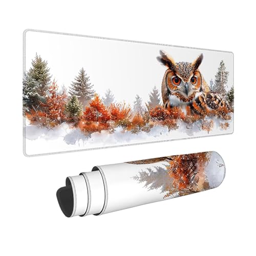 Eule Gaming Mauspad XXL 1500 x 800 mm, 3MM Genähten Kanten Mousepad Weiß Schreibtischunterlage mit rutschfeste Gummibasis, Gaming Zubehör WassXerdicht Mouse Pad für PC, Laptop, Geschenke -xy2503QE von YXYBBBDOU