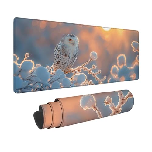 Eule Gaming Mauspad XXL 1500 x 800 mm, 3MM Genähten Kanten Mousepad Weiß Schreibtischunterlage mit rutschfeste Gummibasis, Gaming Zubehör WassXerdicht Mouse Pad für PC, Laptop, Geschenke -xy2503V2 von YXYBBBDOU