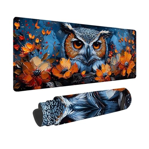 Eule Gaming Mauspad XXL 1500 x 800mm, 3MM Genähten Kanten Mousepad Gelb Schreibtischunterlage mit rutschfeste Gummibasis, Gaming Zubehör WassXerdicht Mouse Pad für PC, Laptop, Geschenke -xy2503Q1 von YXYBBBDOU