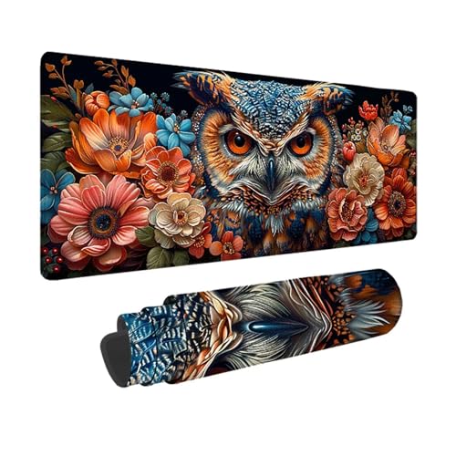 Eule Gaming Mauspad XXL 1500x800x3mm, 3MM Genähten Kanten Mousepad Gelb Schreibtischunterlage mit rutschfeste Gummibasis, Gaming Zubehör WassXerdicht Mouse Pad für PC, Laptop, Geschenke -xy250389 von YXYBBBDOU