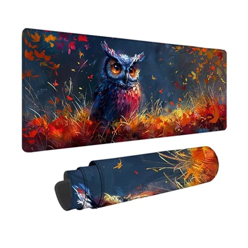 Eule Gaming Mauspad XXL 1500x800x3mm, 3MM Genähten Kanten Mousepad Gelb Schreibtischunterlage mit rutschfeste Gummibasis, Gaming Zubehör WassXerdicht Mouse Pad für PC, Laptop, Geschenke -xy2503CK von YXYBBBDOU