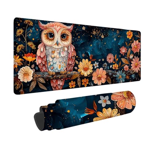 Eule Gaming Mauspad XXL 1500x800x3mm, 3MM Genähten Kanten Mousepad Rosa Schreibtischunterlage mit rutschfeste Gummibasis, Gaming Zubehör WassXerdicht Mouse Pad für PC, Laptop, Geschenke -xy2503EN von YXYBBBDOU