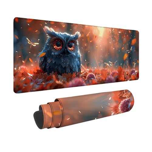 Gaming Mauspad Eule Mauspad XXL 900x400x3mm, WassXerdicht Anti-Rutsch Schreibtischunterlage Gelb Mouse Pad mit Genähten Kanten für Computer, Laptop Verbessert Präzision und Geschwindigkeit -xy25035Z von YXYBBBDOU