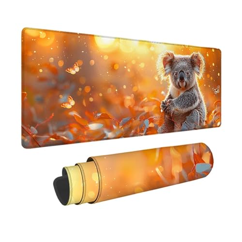 Gaming Mauspad Koala Mauspad XXL 1200x600mm, WassXerdicht Anti-Rutsch Schreibtischunterlage Gelb Mouse Pad mit Genähten Kanten für Computer, Laptop Verbessert Präzision und Geschwindigkeit -xy2503QE von YXYBBBDOU
