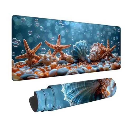 Gaming Mauspad Seestern Mauspad XXL 900 x 300 mm, WassXerdicht Anti-Rutsch Schreibtischunterlage Gelb Mouse Pad mit Genähten Kanten für PC, Laptop Verbessert Präzision und Geschwindigkeit -xy250377 von YXYBBBDOU
