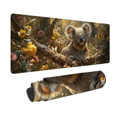 Koala Gaming Mauspad XXL 1500x800mm, 3MM Genähten Kanten Mousepad Gelb Schreibtischunterlage mit rutschfeste Gummibasis, Gaming Zubehör WassXerdicht Mouse Pad für PC, Laptop, Geschenke -xy2503J7 von YXYBBBDOU