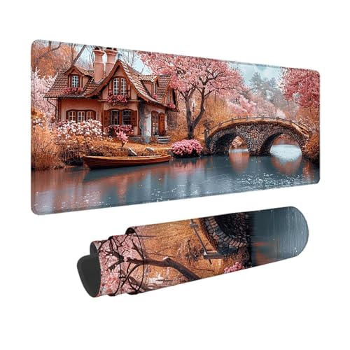 Landschaft Gaming Mauspad XXL 1500 x 800 mm, 3MM Genähten Kanten Mousepad Rosa Schreibtischunterlage mit rutschfeste Gummibasis, Gaming Zubehör WassXerdicht Mouse Pad für Computer, Laptop -xy25036S von YXYBBBDOU