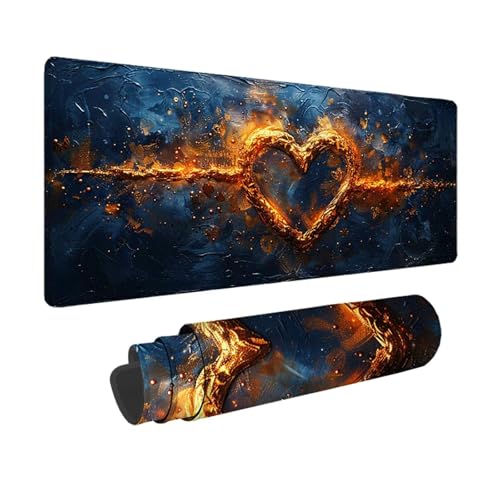 Liebe Gaming Mauspad XXL 1500 x 800 mm, 3MM Genähten Kanten Mousepad Schwarz Schreibtischunterlage mit Rutschfeste Gummibasis, Gaming Zubehör WassXerdicht Mouse Pad für PC, Laptop, Geschenke -xy2503FO von YXYBBBDOU