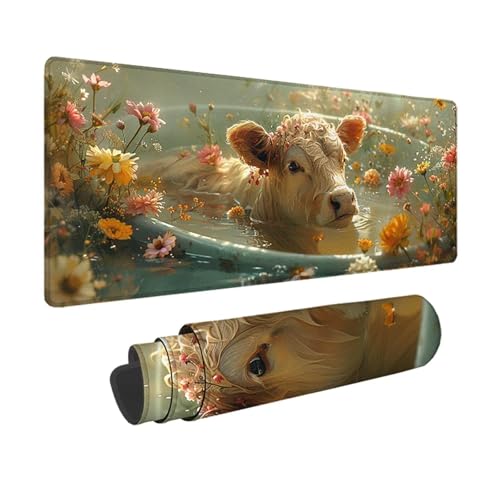 Ochse Gaming Mauspad XXL 1500 x 800mm, 3MM Genähten Kanten Mousepad Weiß Schreibtischunterlage mit rutschfeste Gummibasis, Gaming Zubehör WassXerdicht Mouse Pad für PC, Laptop, Geschenke -xy2503JA von YXYBBBDOU