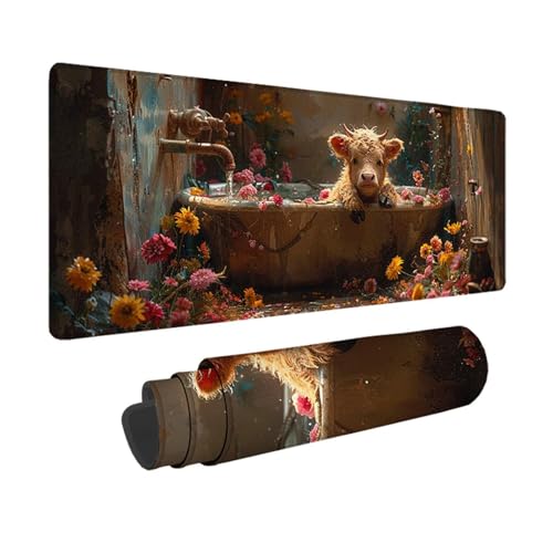Ochse Gaming Mauspad XXL 1500x800mm, 3MM Genähten Kanten Mousepad Weiß Schreibtischunterlage mit rutschfeste Gummibasis, Gaming Zubehör WassXerdicht Mouse Pad für PC, Laptop, Geschenke -xy2503K5 von YXYBBBDOU