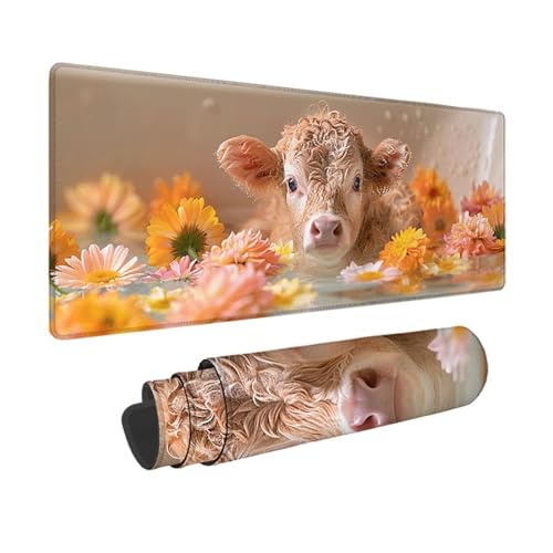 Ochse Gaming Mauspad XXL 800x400x3mm, 3MM Genähten Kanten Mousepad Gelb Schreibtischunterlage mit rutschfeste Gummibasis, Gaming Zubehör WassXerdicht Mouse Pad für PC, Laptop, Geschenke -xy2503M2 von YXYBBBDOU