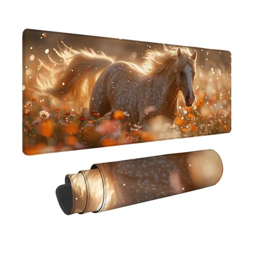 Pferd Gaming Mauspad XXL 1500 x 800 mm, 3MM Genähten Kanten Mousepad Gelb Schreibtischunterlage mit rutschfeste Gummibasis, Gaming Zubehör WassXerdicht Mouse Pad für PC, Laptop, Geschenke -xy2503R6 von YXYBBBDOU