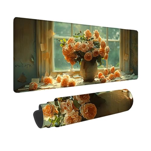 Rose Gaming Mauspad XXL 1500x800x3mm, 3MM Genähten Kanten Mousepad Rosa Schreibtischunterlage mit rutschfeste Gummibasis, Gaming Zubehör WassXerdicht Mouse Pad für PC, Laptop, Geschenke -xy250323 von YXYBBBDOU