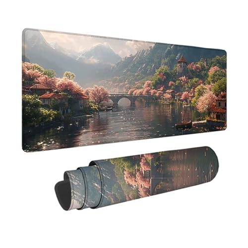 Stadt Gaming Mauspad XXL 1500 x 800 mm, 3MM Genähten Kanten Mousepad Rosa Schreibtischunterlage mit rutschfeste Gummibasis, Gaming Zubehör WassXerdicht Mouse Pad für PC, Laptop, Geschenke -xy25034M von YXYBBBDOU