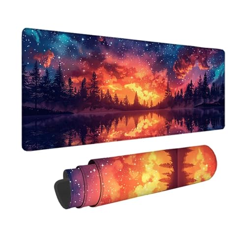 Sternenhimmel Gaming Mauspad XXL 1500 x 800 mm, 3MM Genähten Kanten Mousepad Gelb Schreibtischunterlage mit rutschfeste Gummibasis, Gaming Zubehör WassXerdicht Mouse Pad für PC, Laptop -xy2503QO von YXYBBBDOU