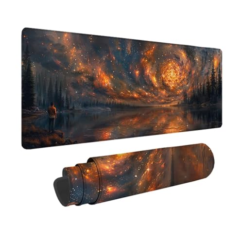 Sternenhimmel Gaming Mauspad XXL 1500 x 800 mm, 3MM Genähten Kanten Mousepad Gelb Schreibtischunterlage mit rutschfeste Gummibasis, Gaming Zubehör WassXerdicht Mouse Pad für PC, Laptop -xy2503X8 von YXYBBBDOU