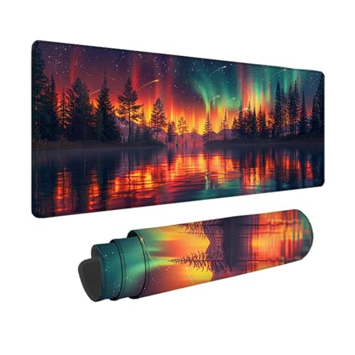 Sternenhimmel Gaming Mauspad XXL 1500x800mm, 3MM Genähten Kanten Mousepad Rot Schreibtischunterlage mit rutschfeste Gummibasis, Gaming Zubehör WassXerdicht Mouse Pad für Computer, Laptop -xy2503B4 von YXYBBBDOU