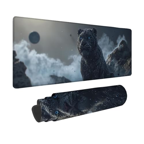 Tiger Gaming Mauspad XXL 1500x800mm, 3MM Genähten Kanten Mousepad Schwarz Schreibtischunterlage mit rutschfeste Gummibasis, Gaming Zubehör WassXerdicht Mouse Pad für PC, Laptop, Geschenke -xy25032K von YXYBBBDOU