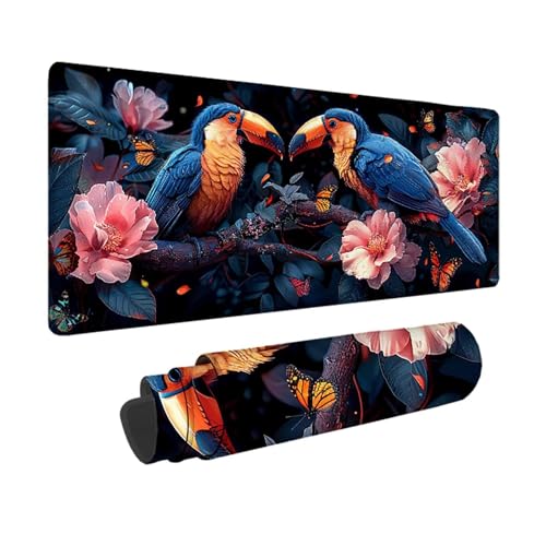 Vogel Gaming Mauspad XXL 1500x800mm, 3MM Genähten Kanten Mousepad Blau Schreibtischunterlage mit rutschfeste Gummibasis, Gaming Zubehör WassXerdicht Mouse Pad für PC, Laptop, Geschenke -xy250313 von YXYBBBDOU