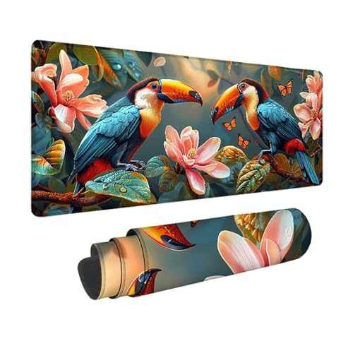 Vogel Gaming Mauspad XXL 1500x800x3mm, 3MM Genähten Kanten Mousepad Blau Schreibtischunterlage mit rutschfeste Gummibasis, Gaming Zubehör WassXerdicht Mouse Pad für PC, Laptop, Geschenke -xy250366 von YXYBBBDOU