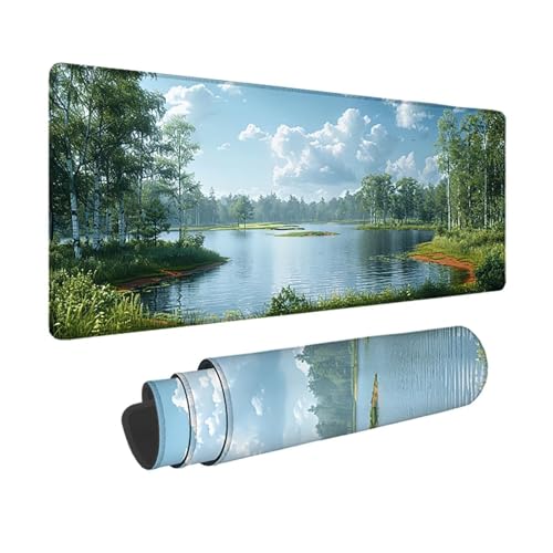 Wald Gaming Mauspad XXL 1500 x 800 mm, 3MM Genähten Kanten Mousepad Grün Schreibtischunterlage mit rutschfeste Gummibasis, Gaming Zubehör WassXerdicht Mouse Pad für PC, Laptop, Geschenke -xy2503D3 von YXYBBBDOU