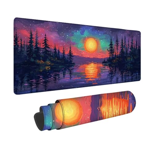 Wald Gaming Mauspad XXL 1500 x 800 mm, 3MM Genähten Kanten Mousepad Schwarz Schreibtischunterlage mit rutschfeste Gummibasis, Gaming Zubehör WassXerdicht Mouse Pad für PC, Laptop, Geschenke -xy2503J6 von YXYBBBDOU