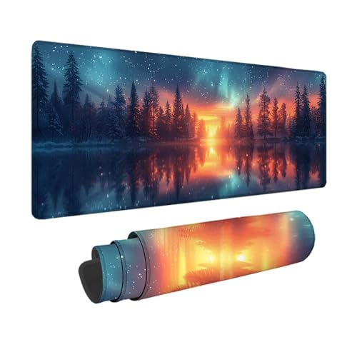 Wald Gaming Mauspad XXL 1500 x 800mm, 3MM Genähten Kanten Mousepad Gelb Schreibtischunterlage mit rutschfeste Gummibasis, Gaming Zubehör WassXerdicht Mouse Pad für PC, Laptop, Geschenke -xy2503XK von YXYBBBDOU