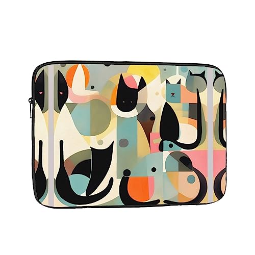 Yyhhaofa Mid-Century Moderne Kunst Katze Stoßfest Tragbare Laptop Sleeve Tasche 13 Zoll - Schlanke Und Leichte Laptophülle Für Den Täglichen Gebrauch von YYHHAOFA