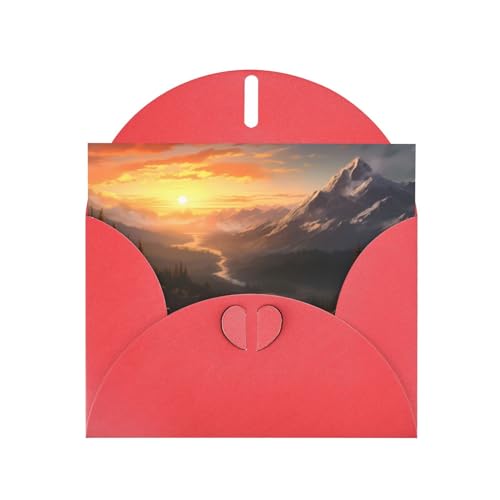 Red Mountain Sunrise Printing High-Grade Pearl Paper Greeting Card : 4x6 In,For Birthday Card Party Invitation Card von YYHWHJDE