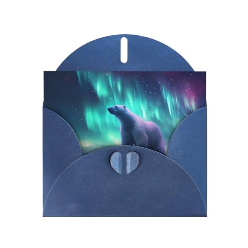 YYHWHJDE Blaue Nordlichter, Eisbär-Druck, hochwertiges Perlpapier, Grußkarte: 10,2 x 15,2 cm, für Geburtstagskarte, Party-Einladungskarten von YYHWHJDE